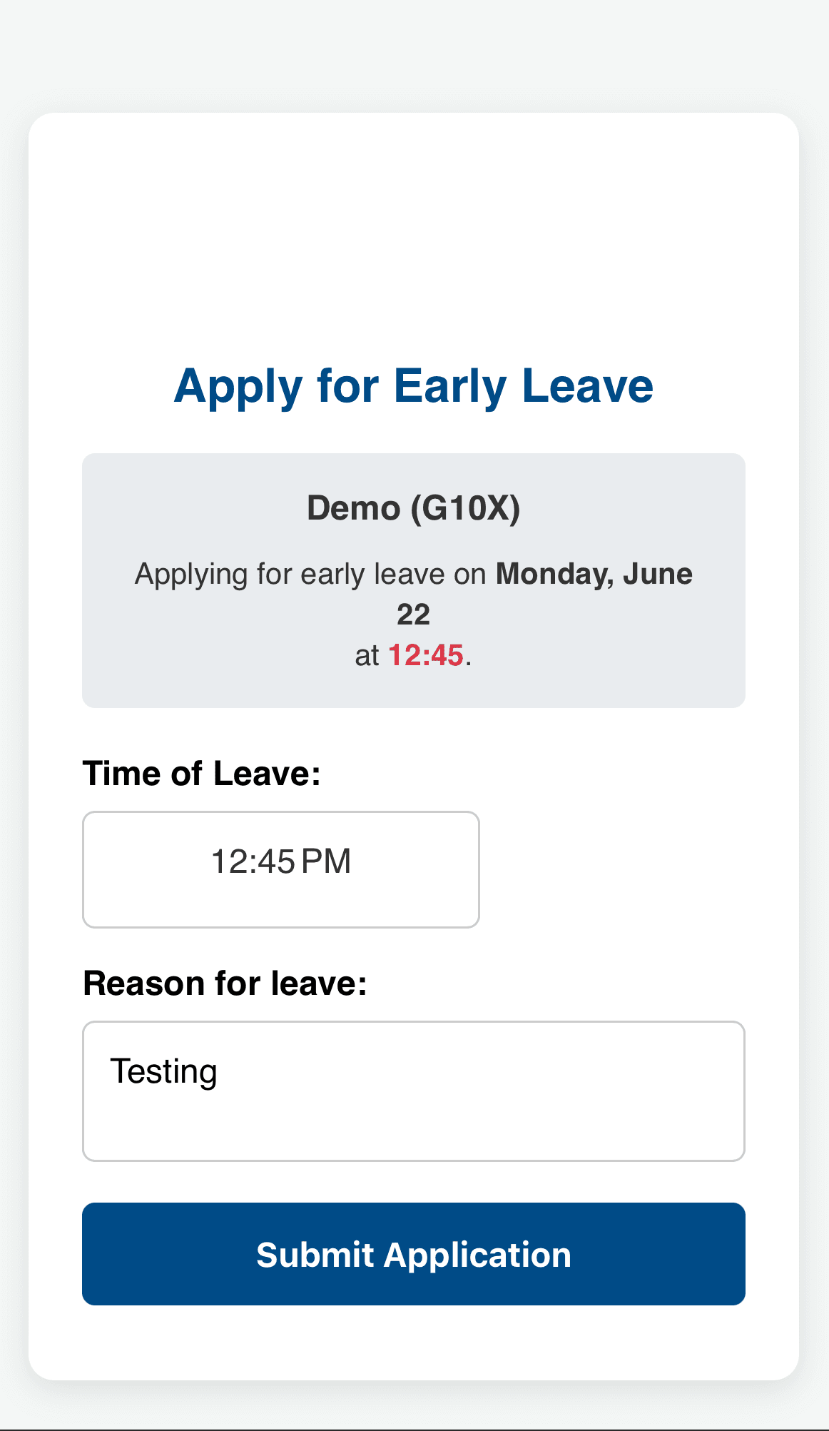 Early Leave System view 2