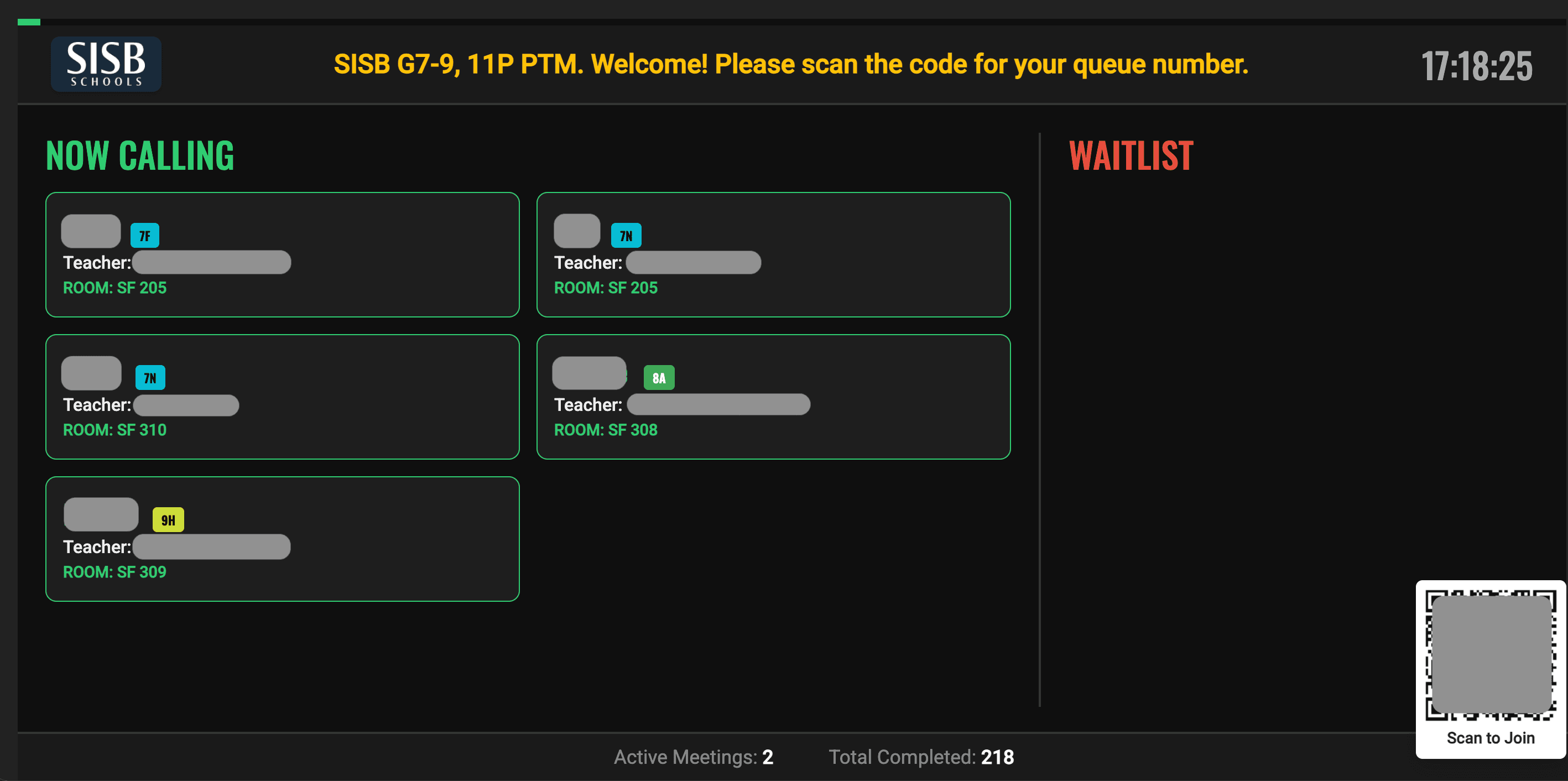 Queuing System & App for Parent-Teacher Meetings view 2