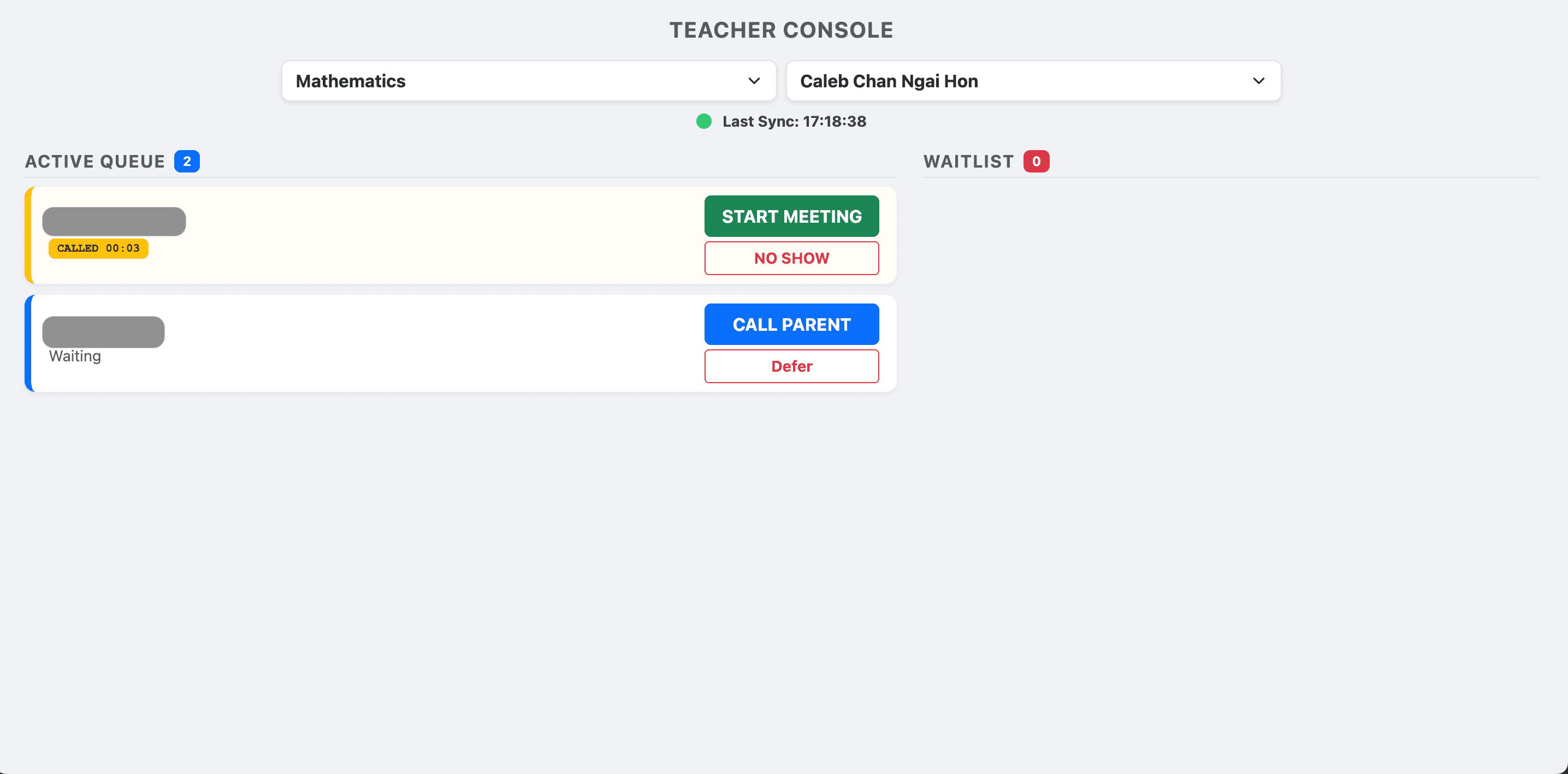 Queuing System & App for Parent-Teacher Meetings view 3
